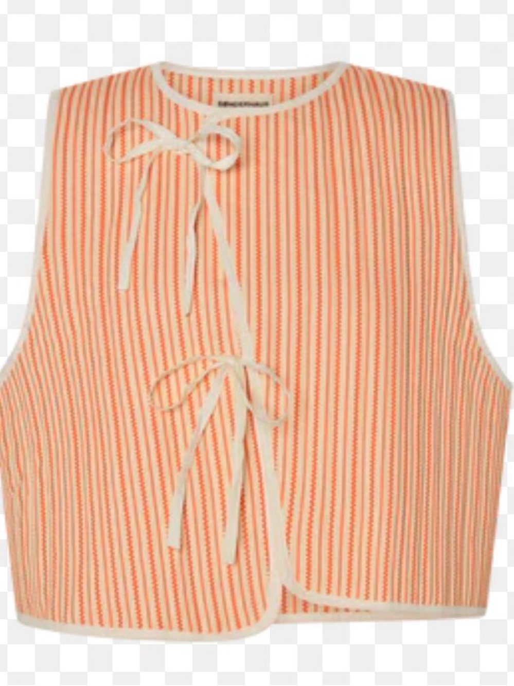 Women’s Striped Tie-Front Vest in Peach and Cream